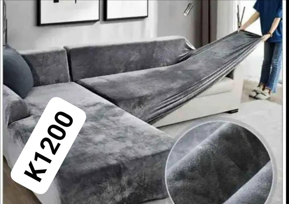 Velvet sofa cover grey