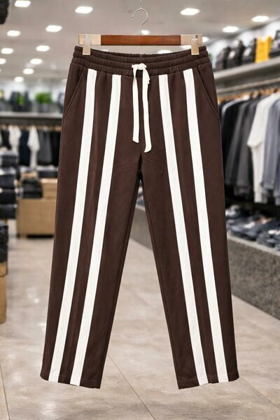 Pantalon jogger homme rayures blanches