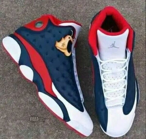 Baskets élégantes bleu et rouge