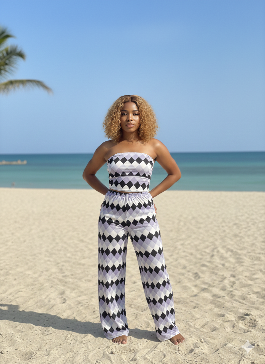 Ensemble élégante à motifs