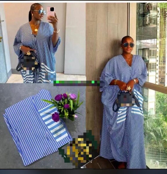 Caftan rayé pour femme, confortable et élégant