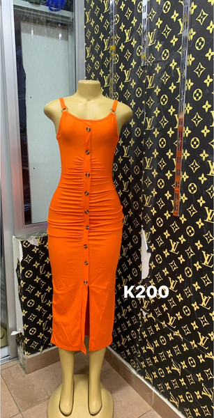 Orange long tight dress