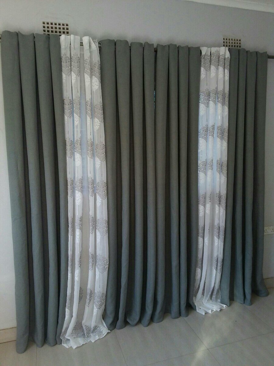 2 drops of curtains green and white with patterns