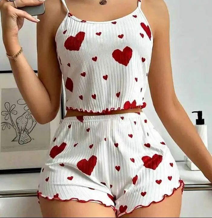 Ensemble pyjama cœur femme