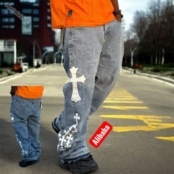 Jean Baggy avec Motifs Gothiques