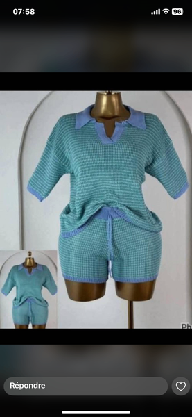 Ensemble fille rayé confortable