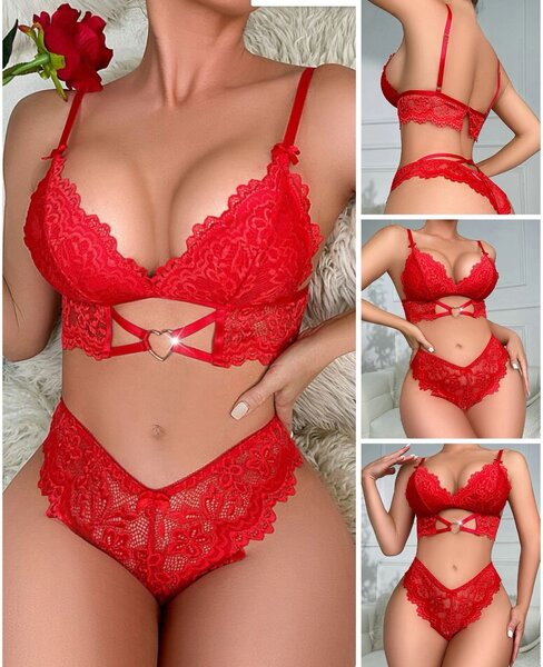 Ensemble lingerie rouge en dentelle