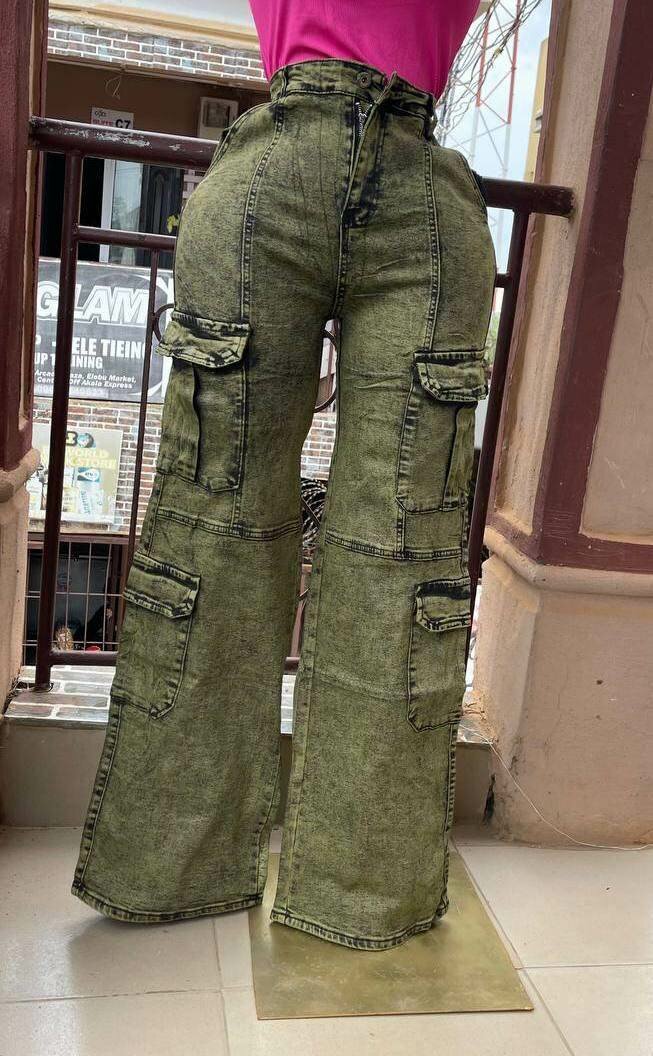 Jean cargo large femme vintage