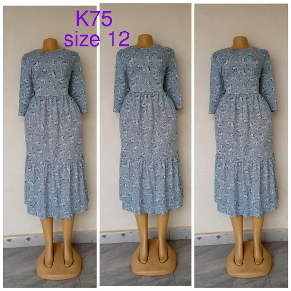 Light blue dress with floral print, size 12