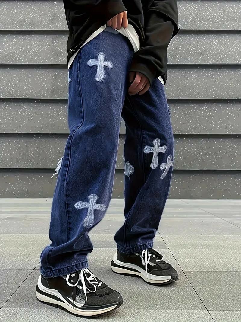 Jeans décontractés croix homme