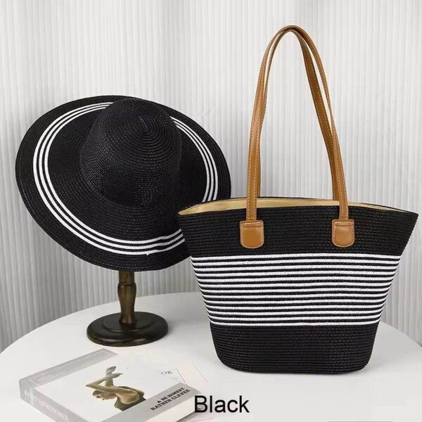 Ensemble Chapeau et Sac Plage en Paille
