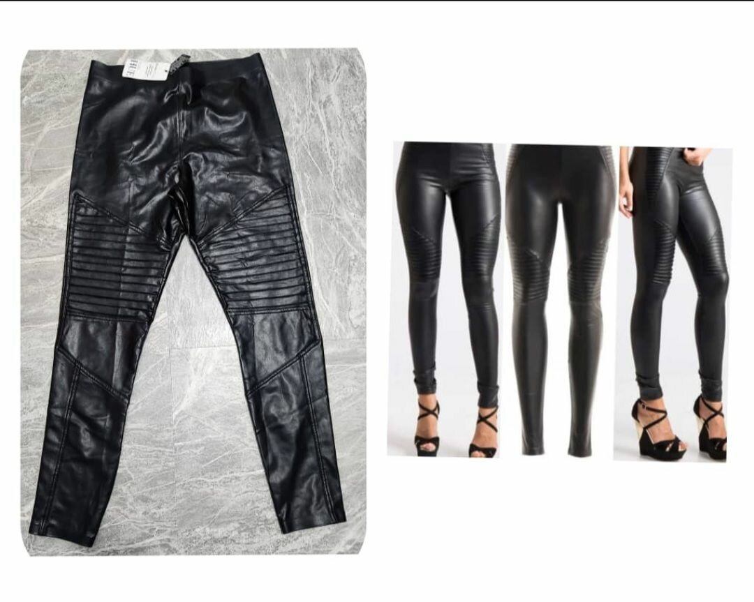 HUE Moto Leatherette Hig rise Leggings