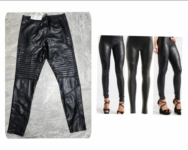 HUE Moto Leatherette Hig rise Leggings