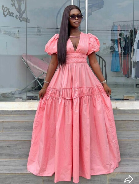 Robe longue élégante rose