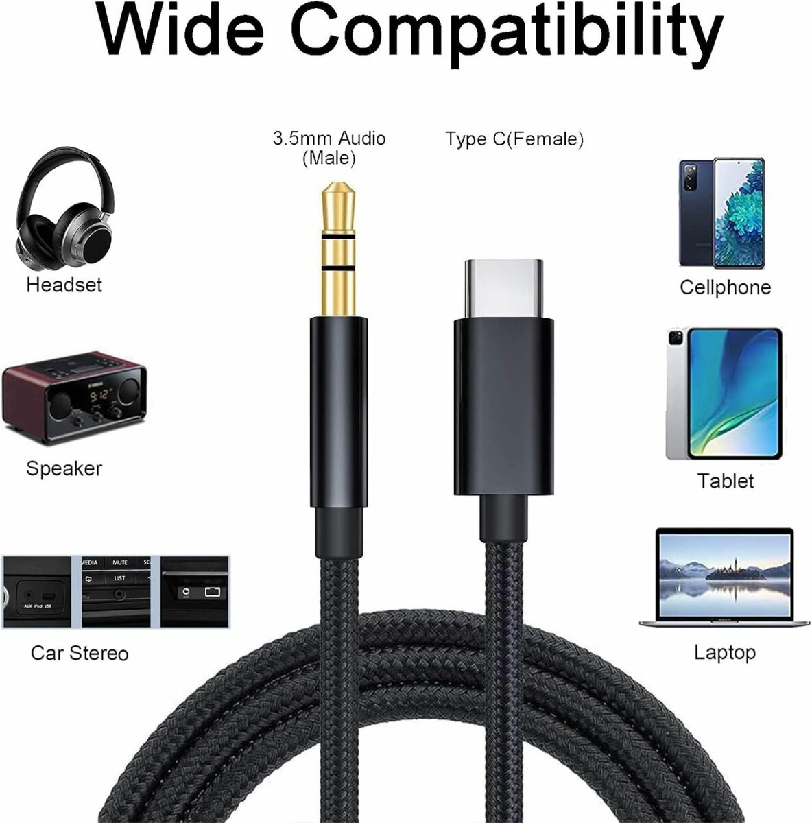 Câble Audio 3.5mm vers USB-C