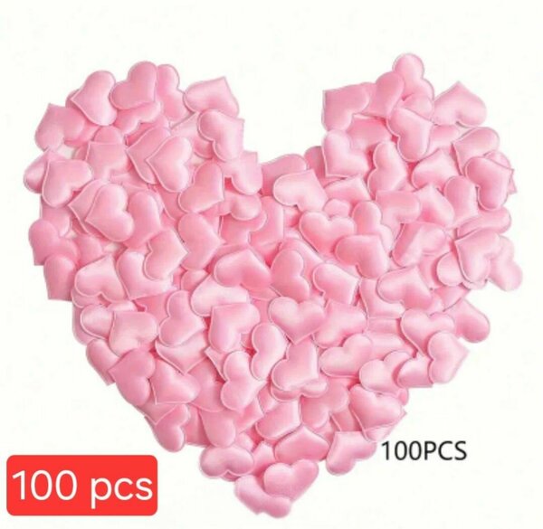 Confettis Coeur Satin Rose 100PCS