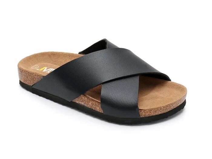 sandales plates en cuir