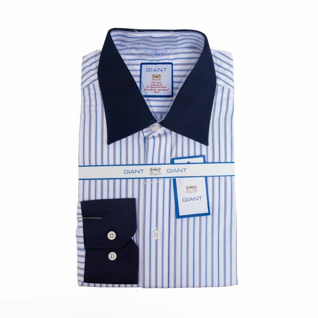 Navy-White Striped Shirt
