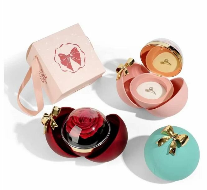 Round Bow Rose Jewelry box