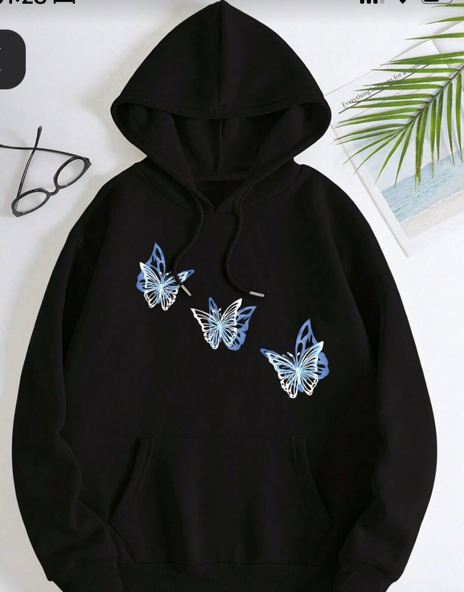 Sweat à capuche noir motif graphique