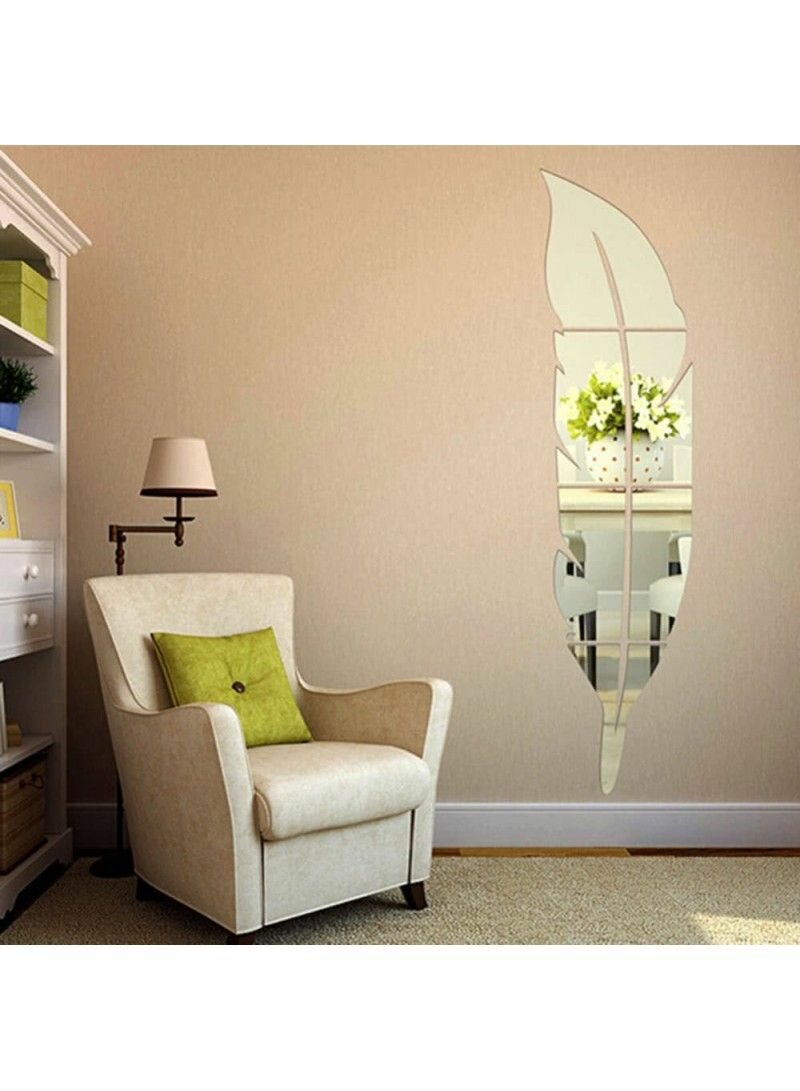 6PCS REMOVABLE ADHESIVE 3D FEATHER MIRROR