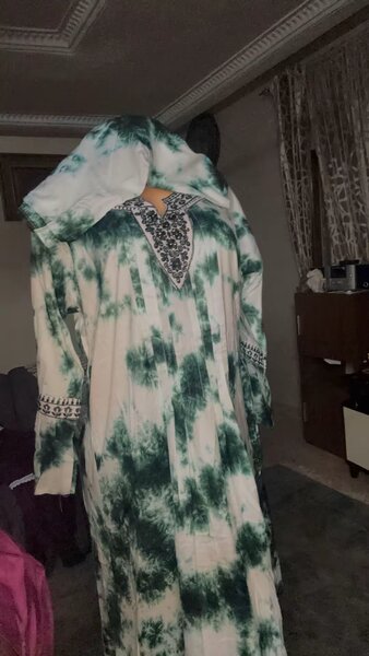 Abaya tie-dye verte pour femmes