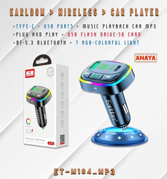 Earldom Wireless Car Modulator 3.1A Type C