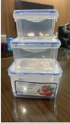 fresh bowl set 3 in 1 /transparent bowls /square shape/lock and seal bowls/air tight bowls