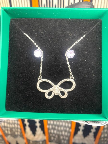 Silver Bow Necklace and Earrings Set