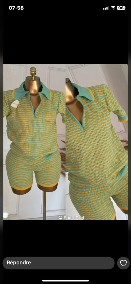 Ensemble fille rayé confortable