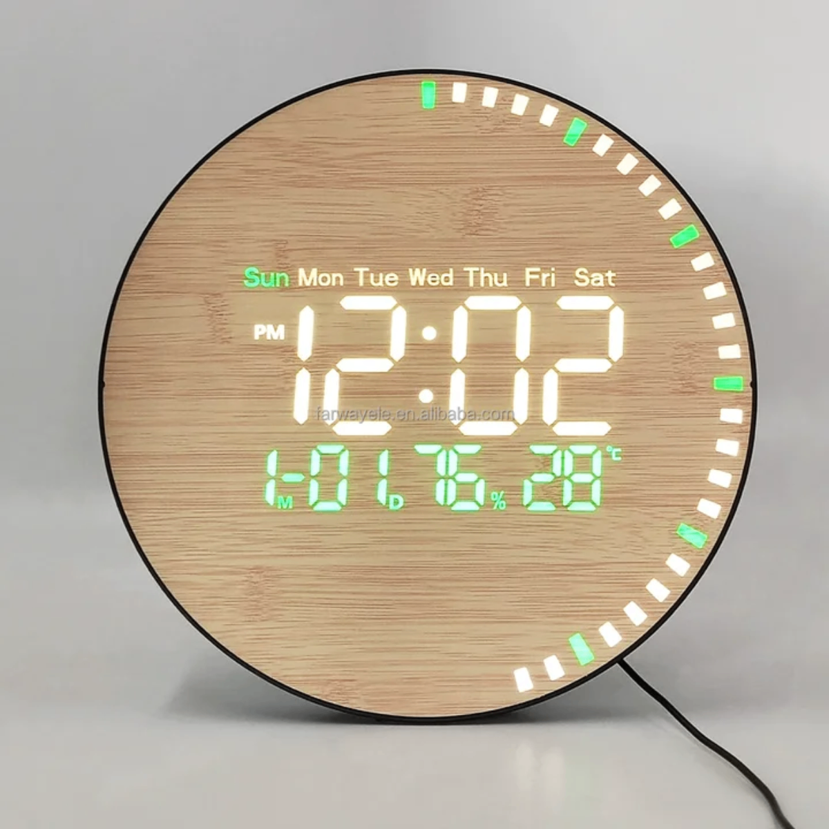 Horloge Murale LED en Bois