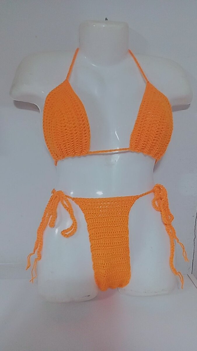 Bikini Crochet Orange Élégant