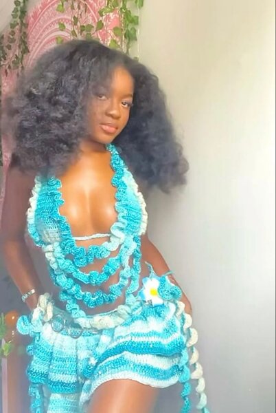 Ensemble bikini crochet bleu