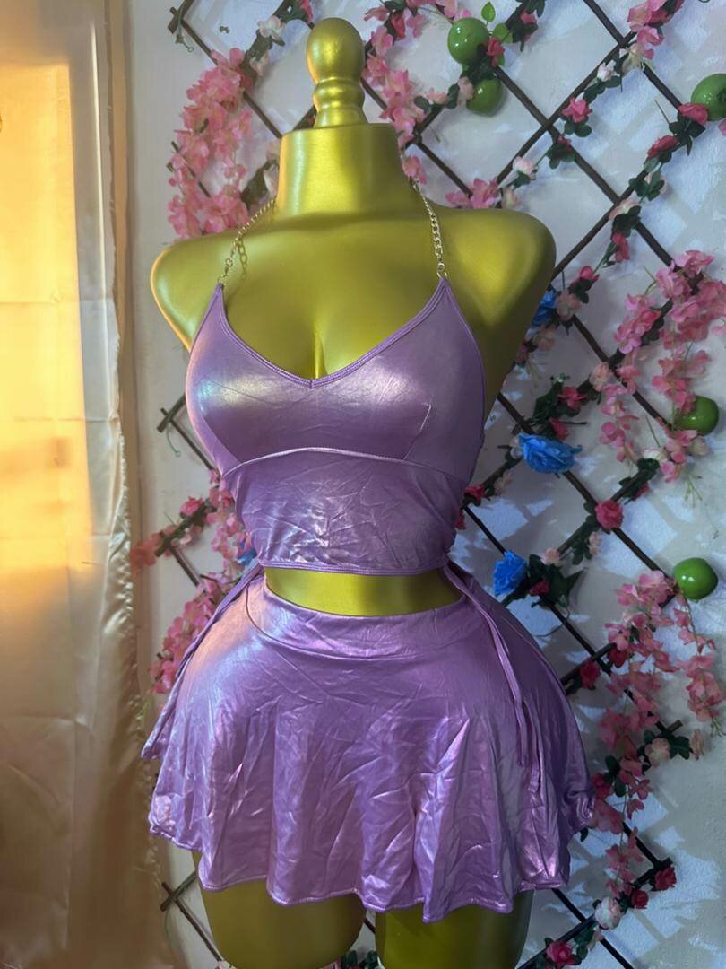 Ensemble métallique lilas femme