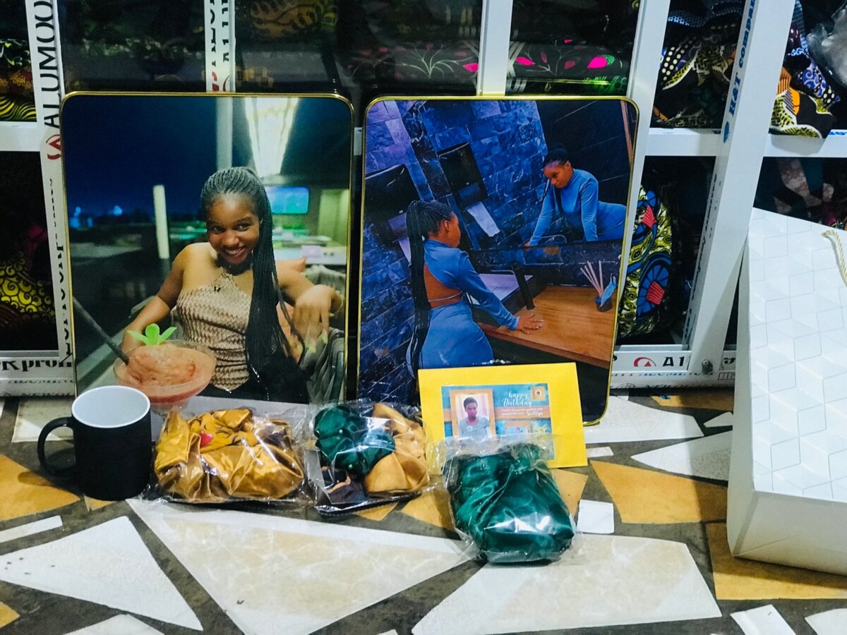 Customized frames, mug ,bonnet, card