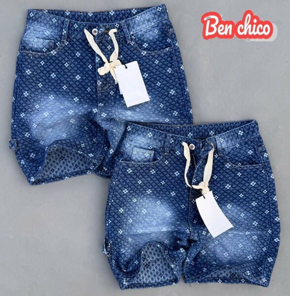 Shorts en jean motif rétro