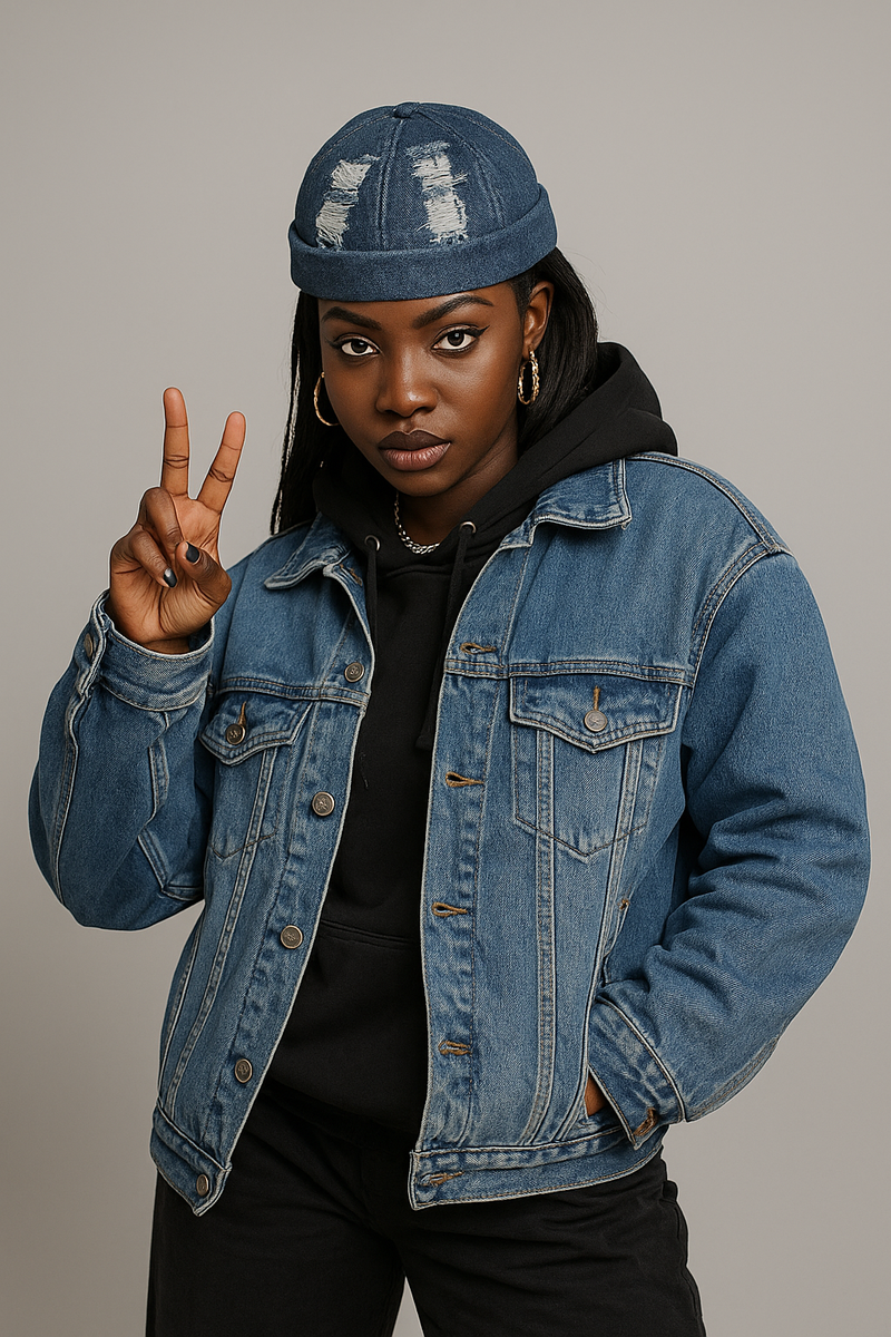 Casquette en jean décontractée