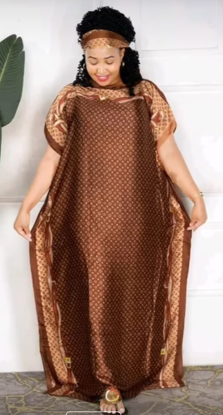 Women's Long Dress with Print and Headband