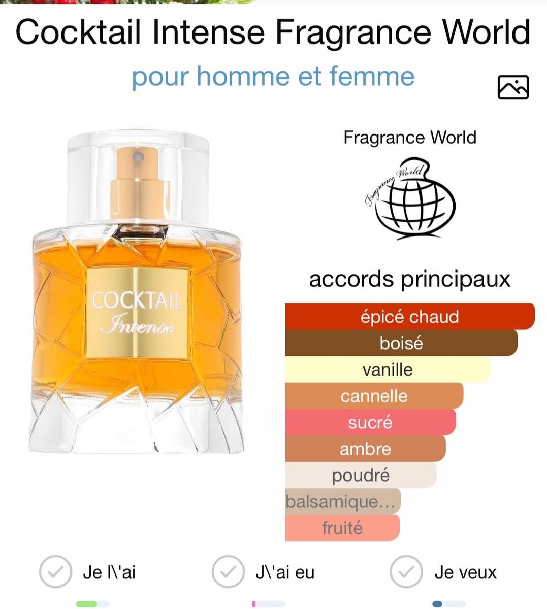 Cocktail Intense eau de parfum 100ml