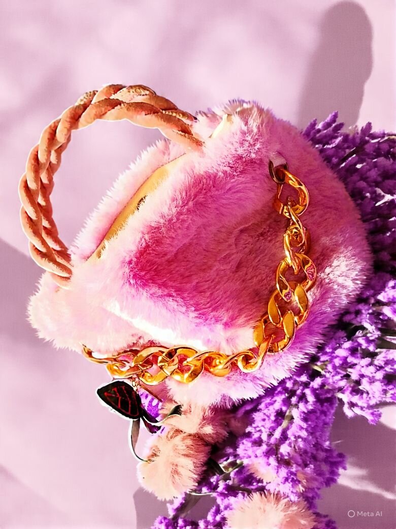 Sac à main fourrure rose chic