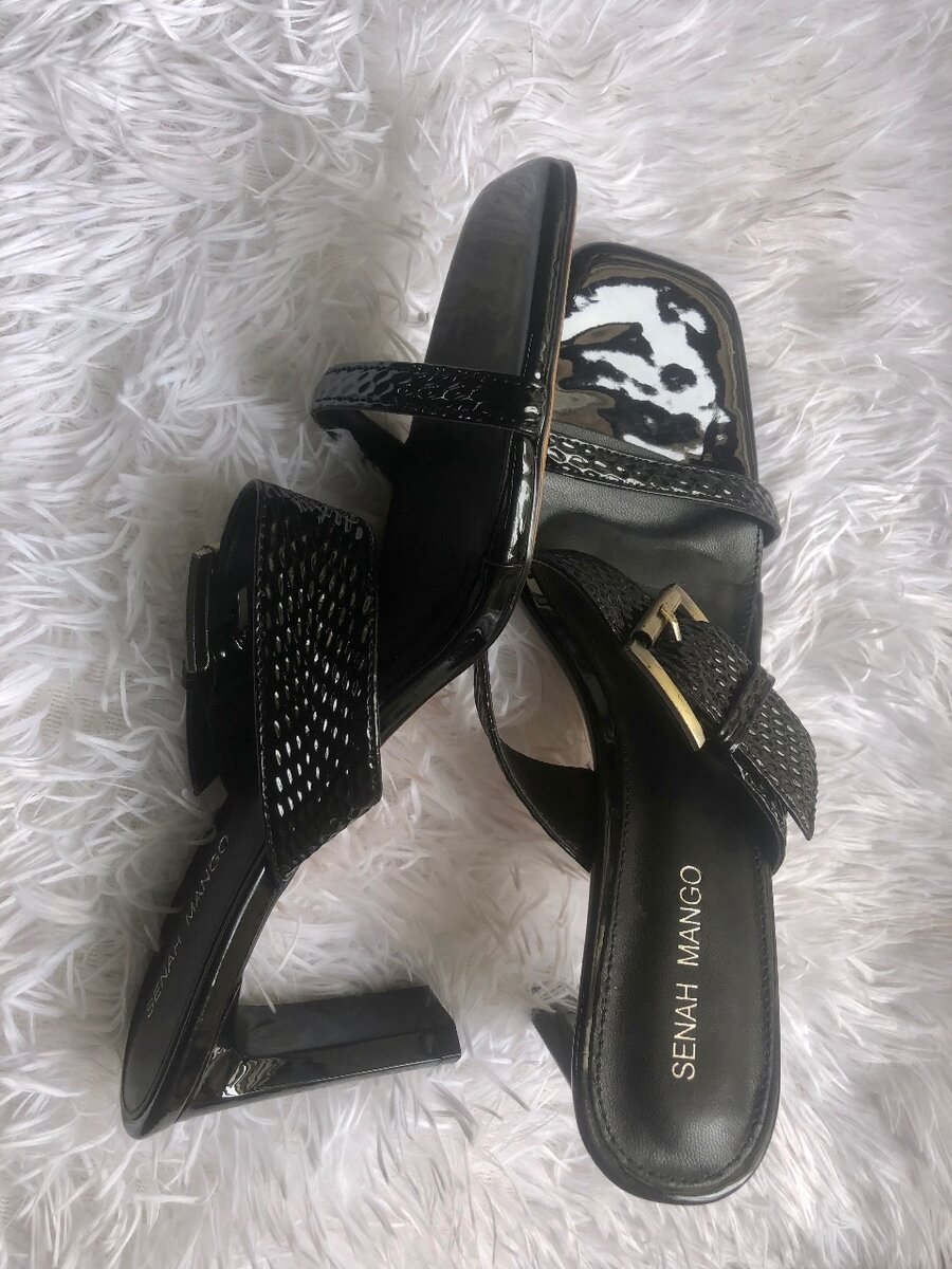 Mules à talons en cuir tressé