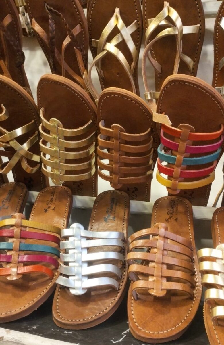 Sandales en cuir multicolores