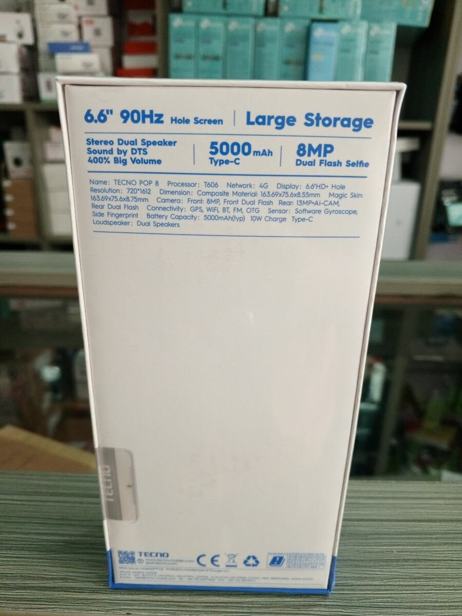 Tecno Pop 8 64gb storage 4gb ram