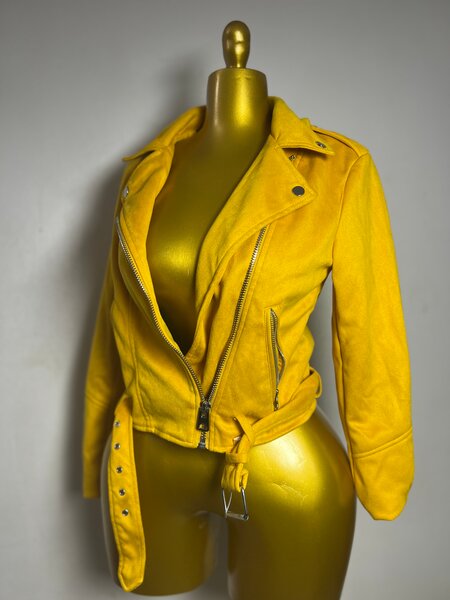 Veste Moto Jaune Femme
