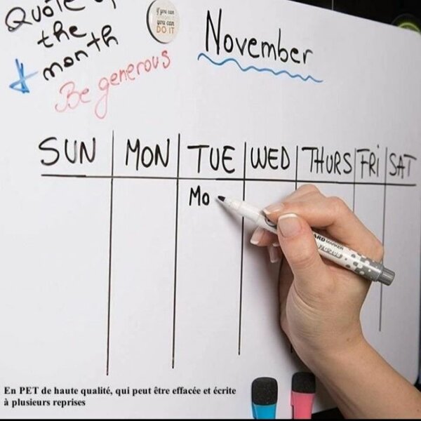 Tableau blanc 90x60cm flexible autocollant magnétique