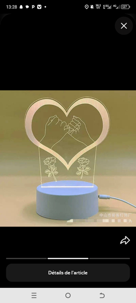 Lampe LED 3D Romantique