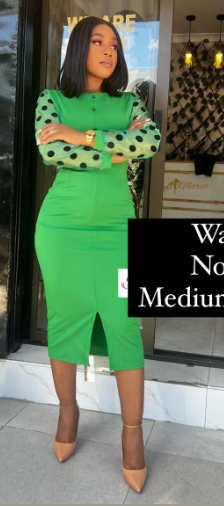 Green form-fitting Office Dress