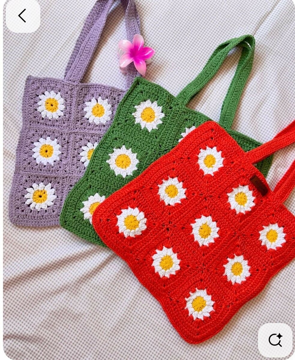 Sac crochet marguerites coloré