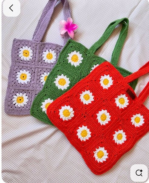 Sac crochet marguerites coloré