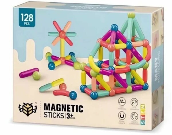 Kit de Construction Magnétique 128 Pièces